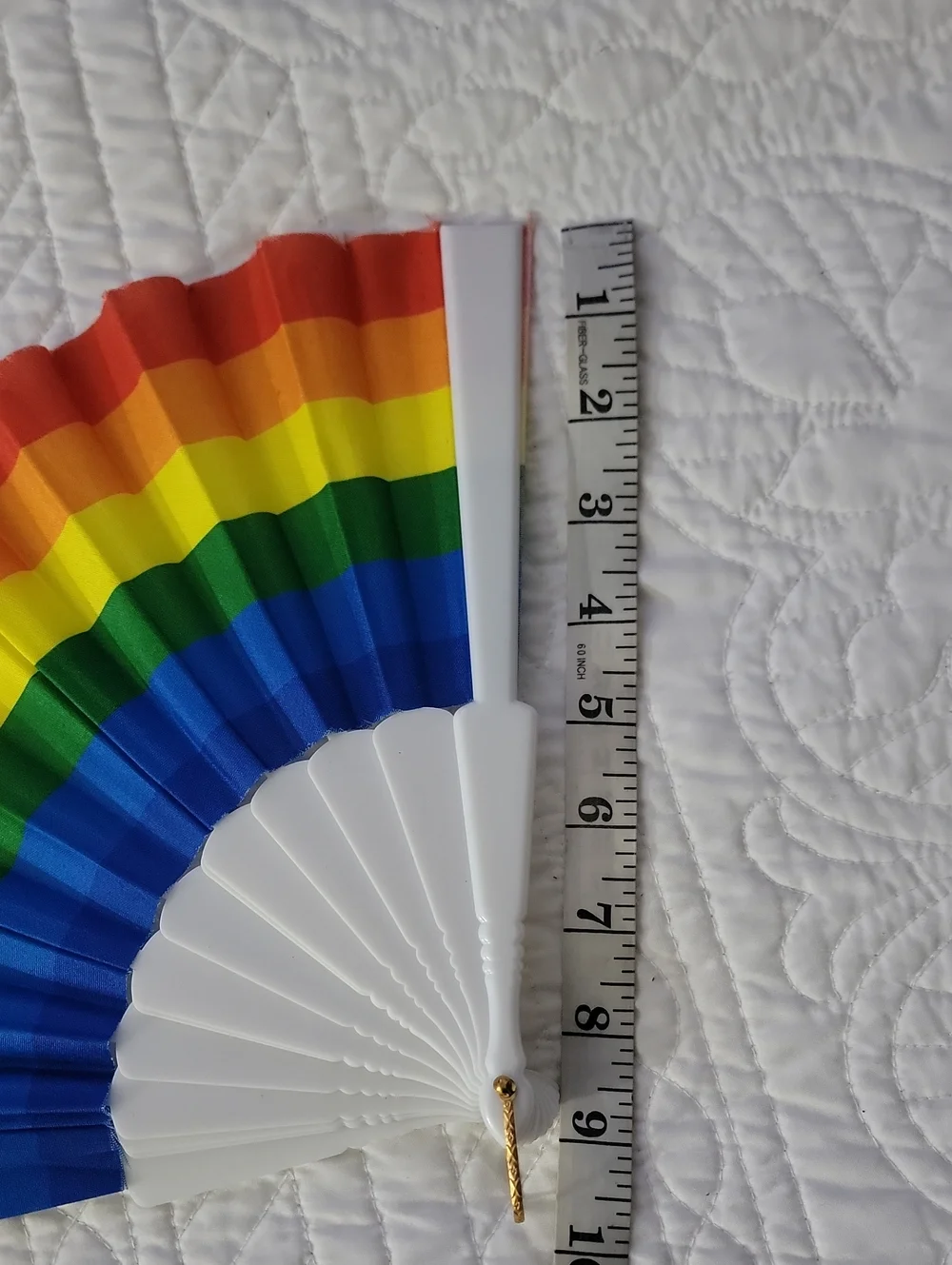 Rainbow Pride Folding Hand Fan - White Frame